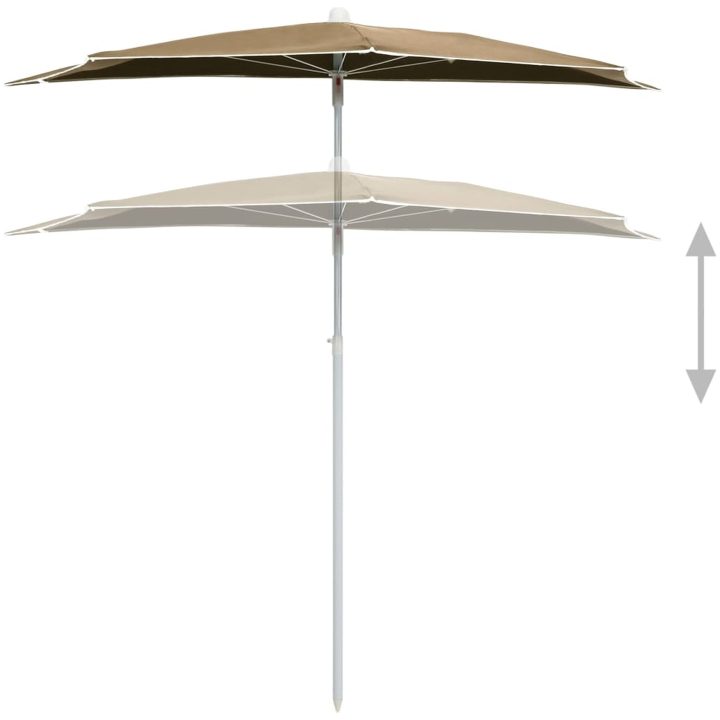 Halvrunt parasoll med stång 180x90 cm taupe vidaXL – bild 4