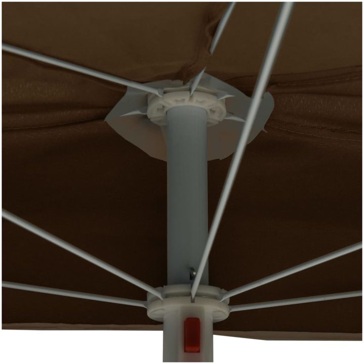 Halvrunt parasoll med stång 180x90 cm taupe vidaXL – bild 7
