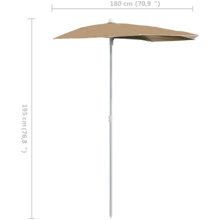 Halvrunt parasoll med stång 180x90 cm taupe vidaXL – bild 8
