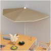 Halvrunt parasoll med stång 180x90 cm taupe vidaXL – miniatyr 1