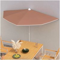 Halvrunt parasoll med stång 180x90 cm terrakotta vidaXL