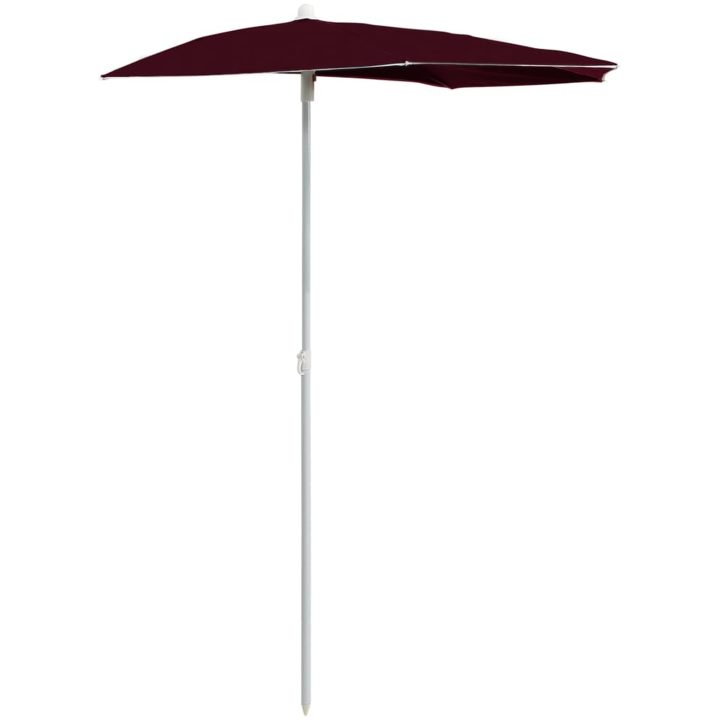 Halvrunt parasoll med stång 180x90 cm vinröd vidaXL – bild 2