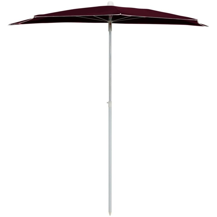 Halvrunt parasoll med stång 180x90 cm vinröd vidaXL – bild 3