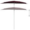 Halvrunt parasoll med stång 180x90 cm vinröd vidaXL – miniatyr 4