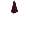 Halvrunt parasoll med stång 180x90 cm vinröd vidaXL – miniatyr 6