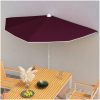 Halvrunt parasoll med stång 180x90 cm vinröd vidaXL – miniatyr 1
