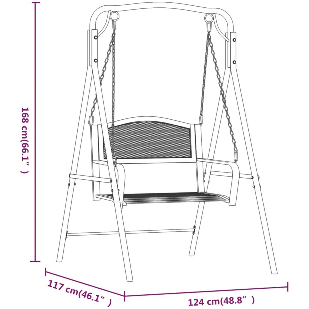Hammock 124 cm svart stål vidaXL – bild 8