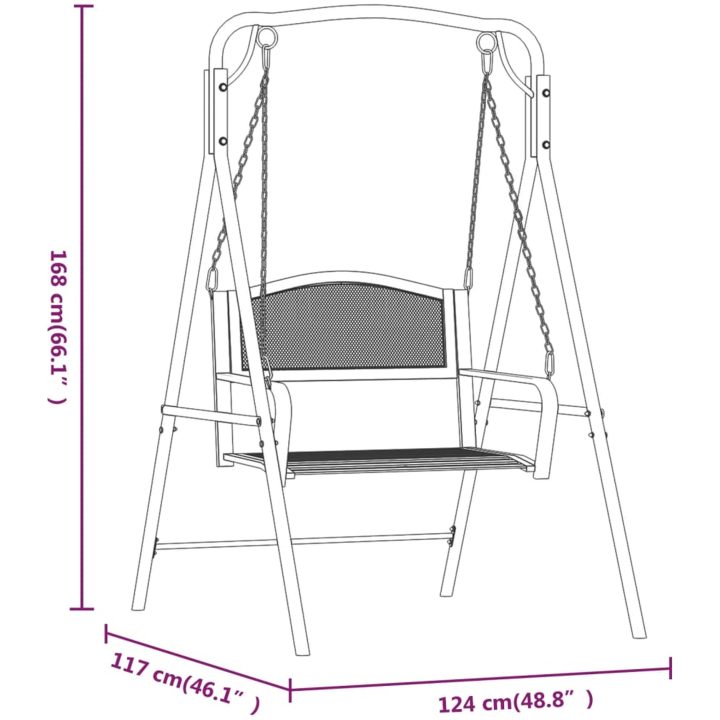 Hammock 124 cm svart stål vidaXL – bild 8