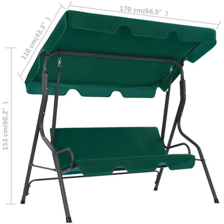 Hammock grön 170x110x153 cm tyg vidaXL – bild 6