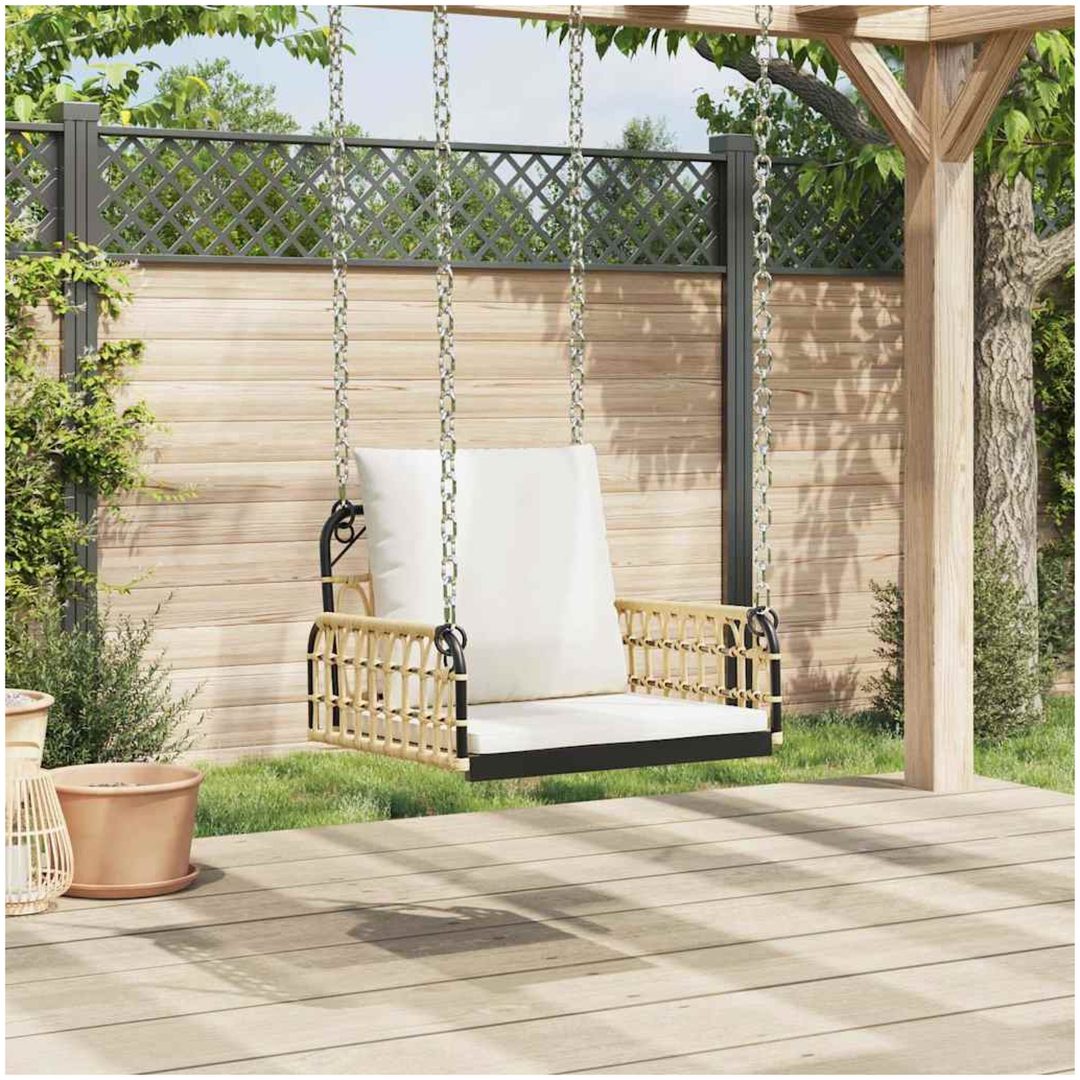 Hammock med dynor konstrotting och stål vidaXL 63 x 58 x 39 cm – bild 3