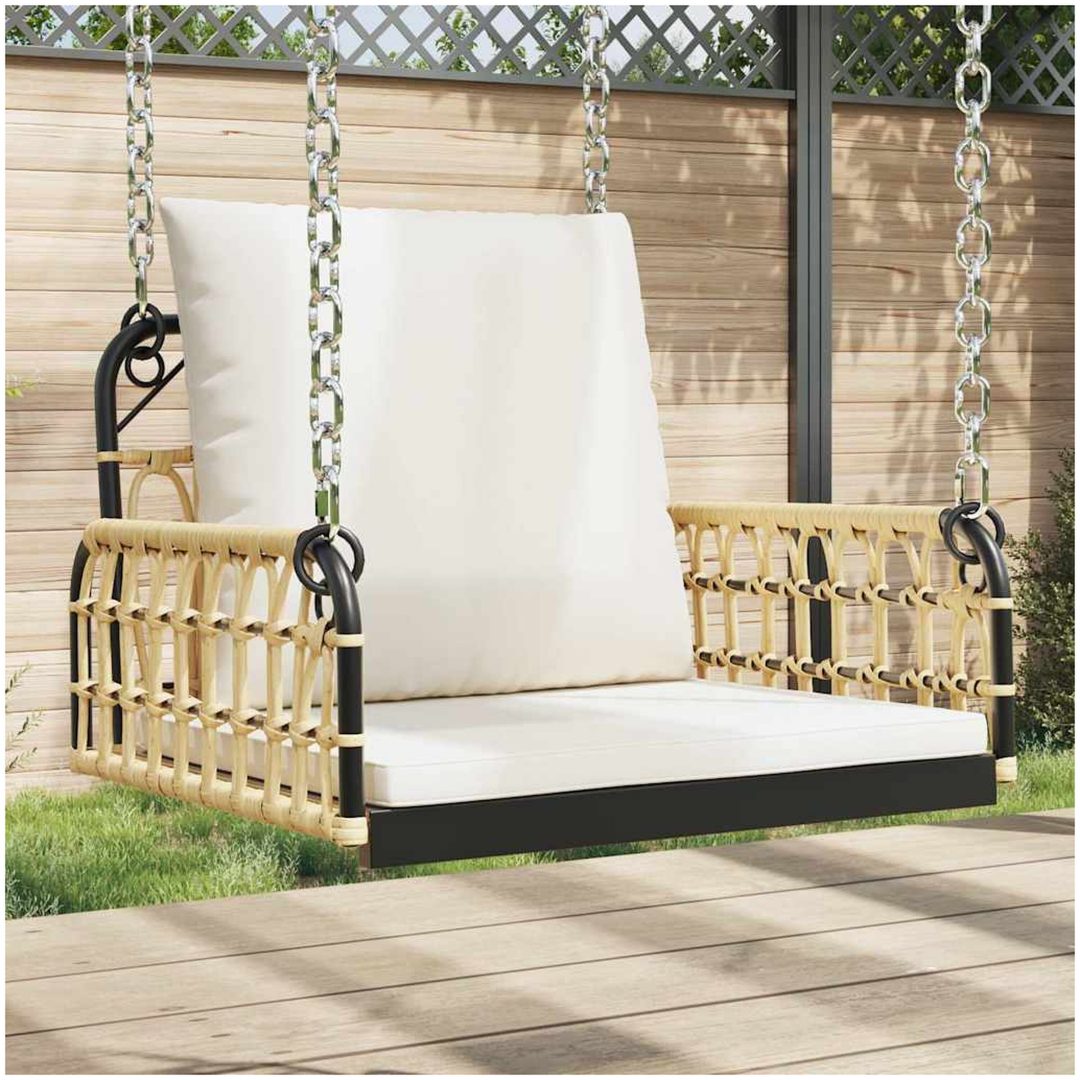 Hammock med dynor konstrotting och stål vidaXL 63 x 58 x 39 cm