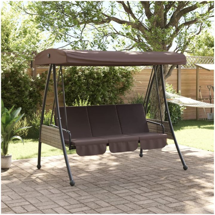 Hammock med justerbart tak brun stål vidaXL – bild 3