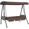 Hammock med justerbart tak brun stål vidaXL – miniatyr 4
