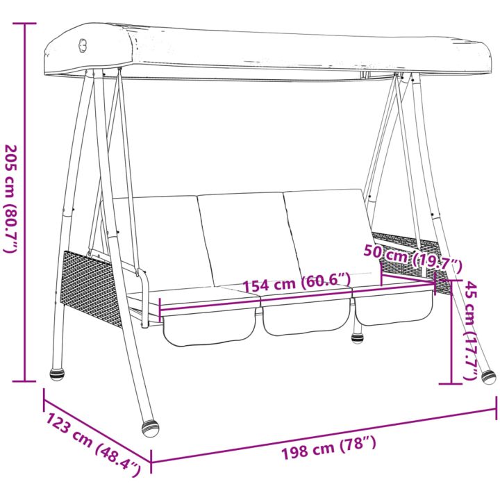 Hammock med justerbart tak mörkgrå stål vidaXL – bild 12
