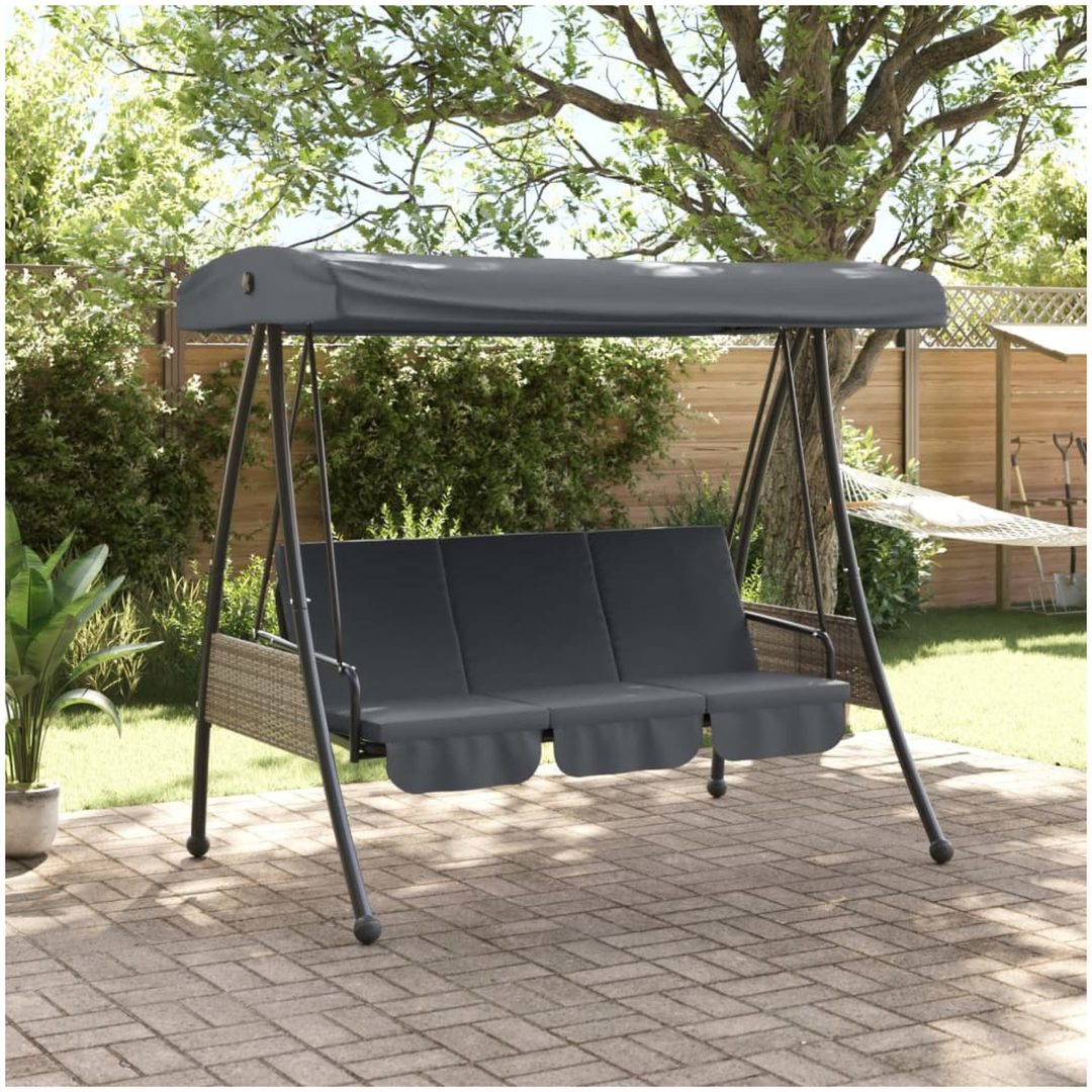 Hammock med justerbart tak mörkgrå stål vidaXL – bild 3