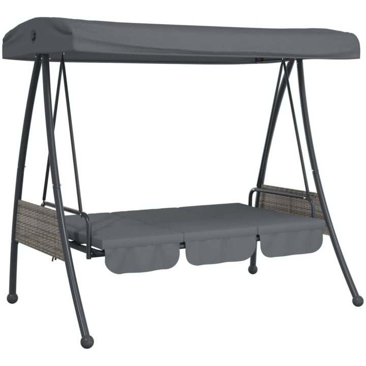Hammock med justerbart tak mörkgrå stål vidaXL – bild 4