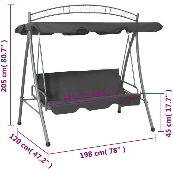 Hammock med tak antracit 198x120x205 cm stål vidaXL – bild 6