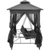 Hammock med tak antracit 220x160x240 cm stål vidaXL – miniatyr 3