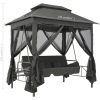 Hammock med tak antracit 220x160x240 cm stål vidaXL – miniatyr 8