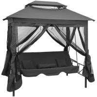 Hammock med tak antracit 220x160x240 cm stål vidaXL