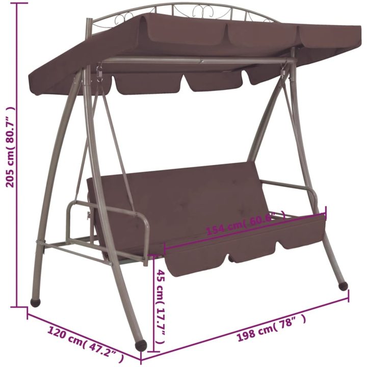 Hammock med tak kaffebrun vidaXL – bild 6