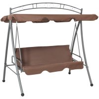 Hammock med tak kaffebrun vidaXL