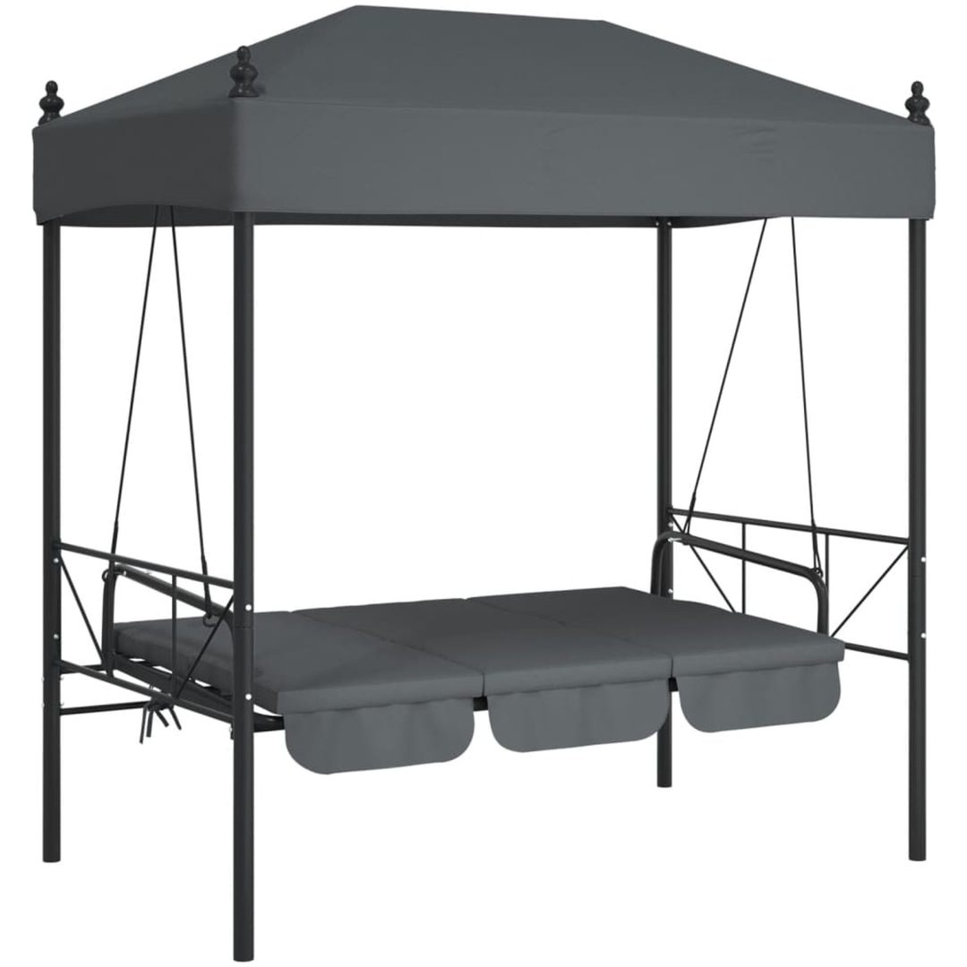 Hammock med tak mörkgrå stål vidaXL – bild 4