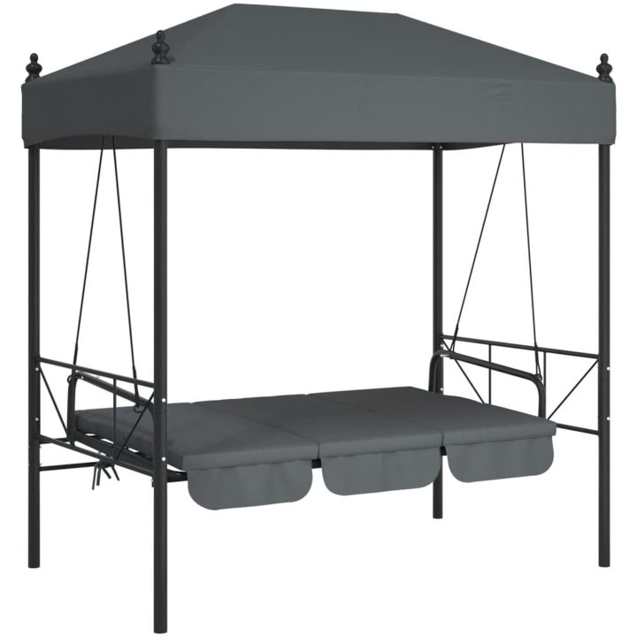 Hammock med tak mörkgrå stål vidaXL – bild 4