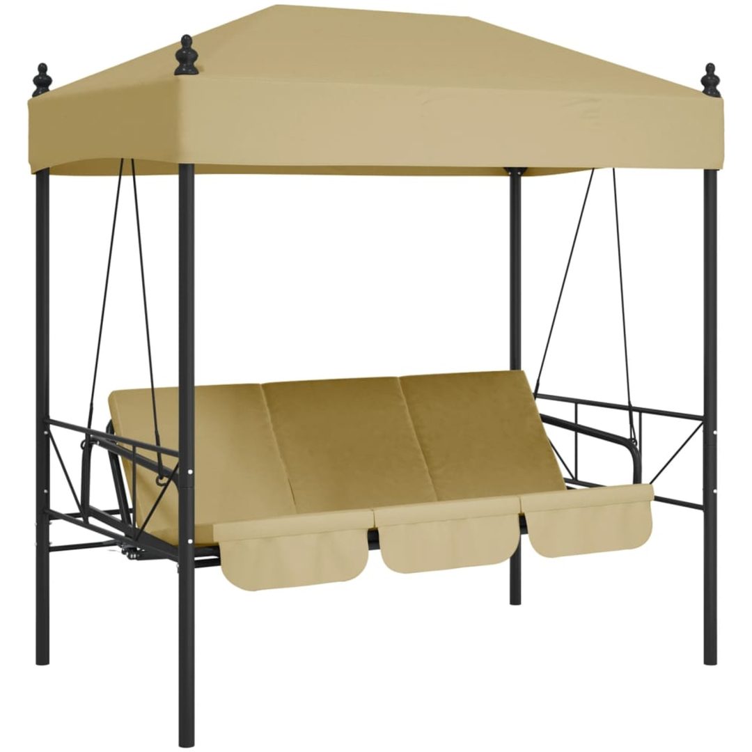 Hammock med tak sandvit stål vidaXL – bild 2