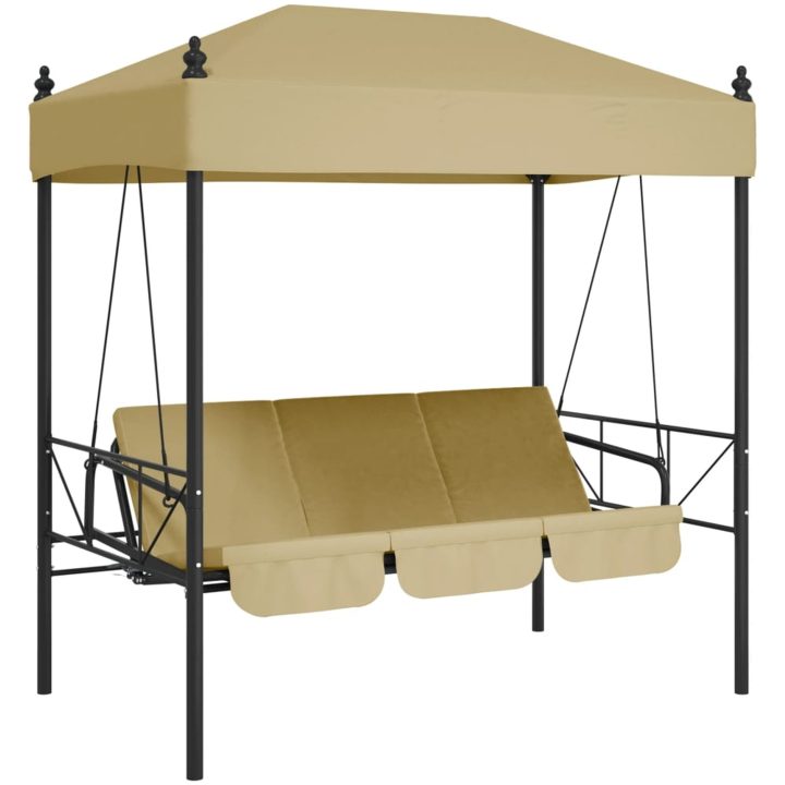 Hammock med tak sandvit stål vidaXL – bild 2