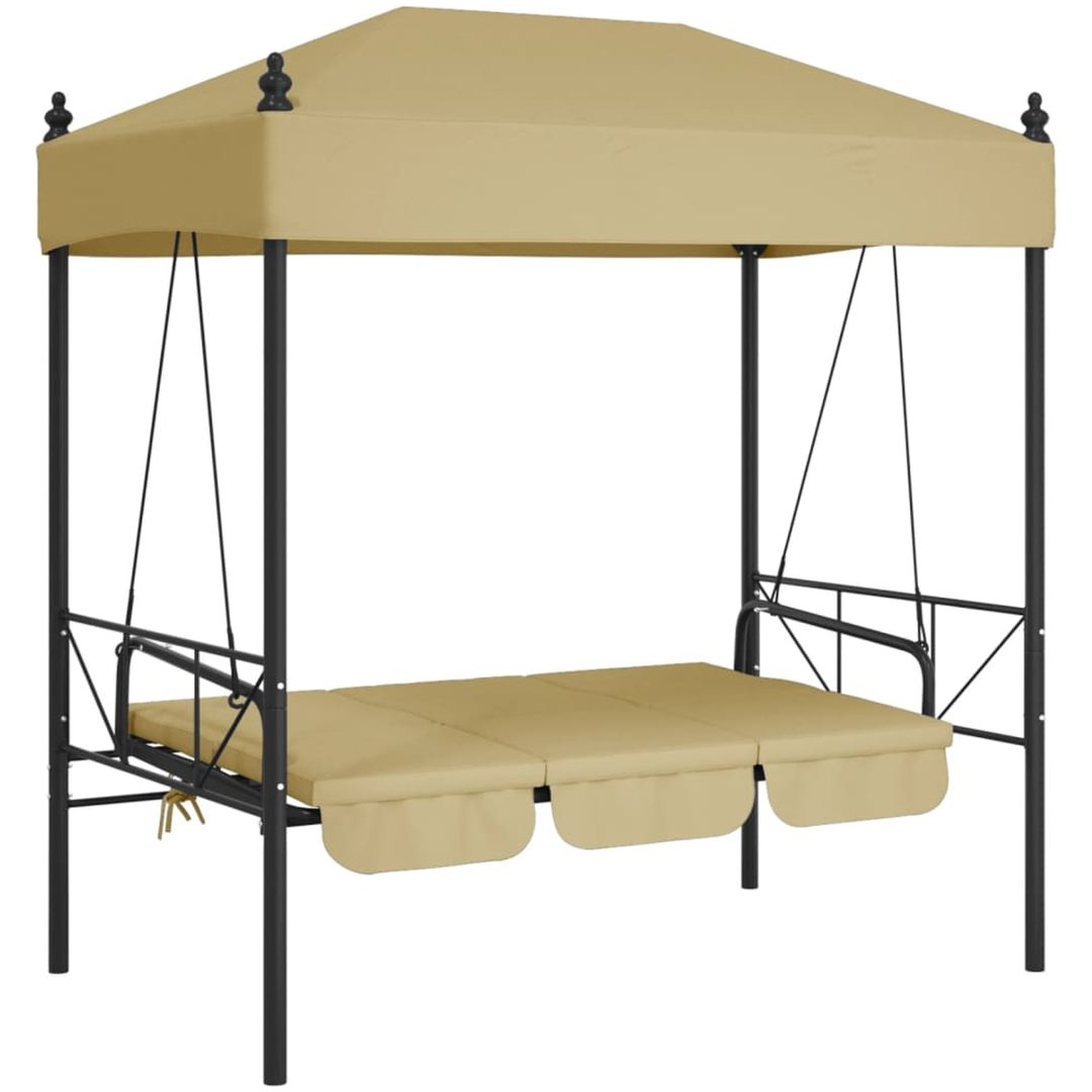 Hammock med tak sandvit stål vidaXL – bild 4
