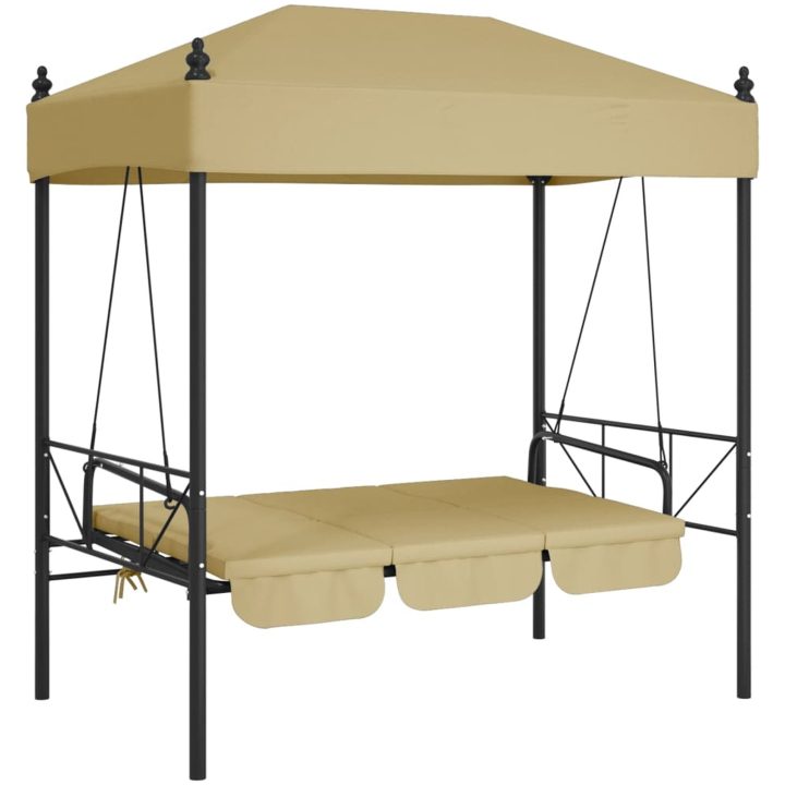 Hammock med tak sandvit stål vidaXL – bild 4