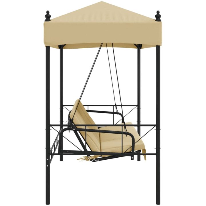 Hammock med tak sandvit stål vidaXL – bild 6