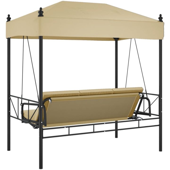Hammock med tak sandvit stål vidaXL – bild 7