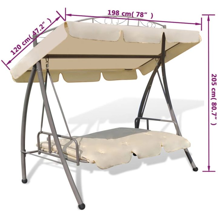 Hammock med tak sandvit vidaXL – bild 6