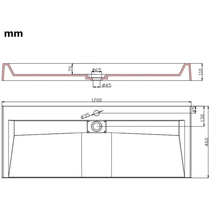 Handfat 120x46x11 cm mineralgjuten vit vidaXL 120 x 46 x 11 cm (1 hål) – bild 8