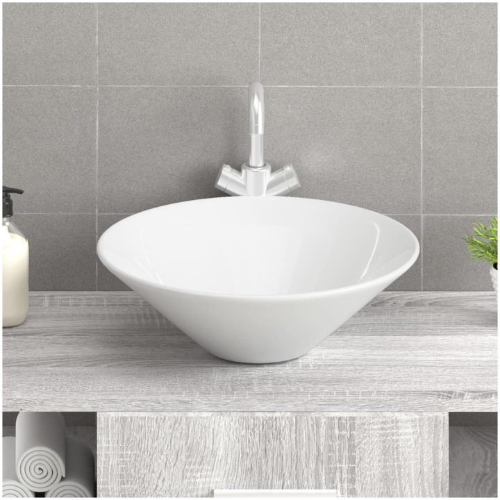 Handfat 2 st vit 42x42x14 cm keramik vidaXL – bild 3