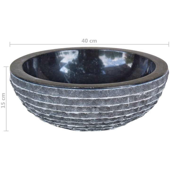 Handfat 40 cm marmor svart vidaXL – bild 5