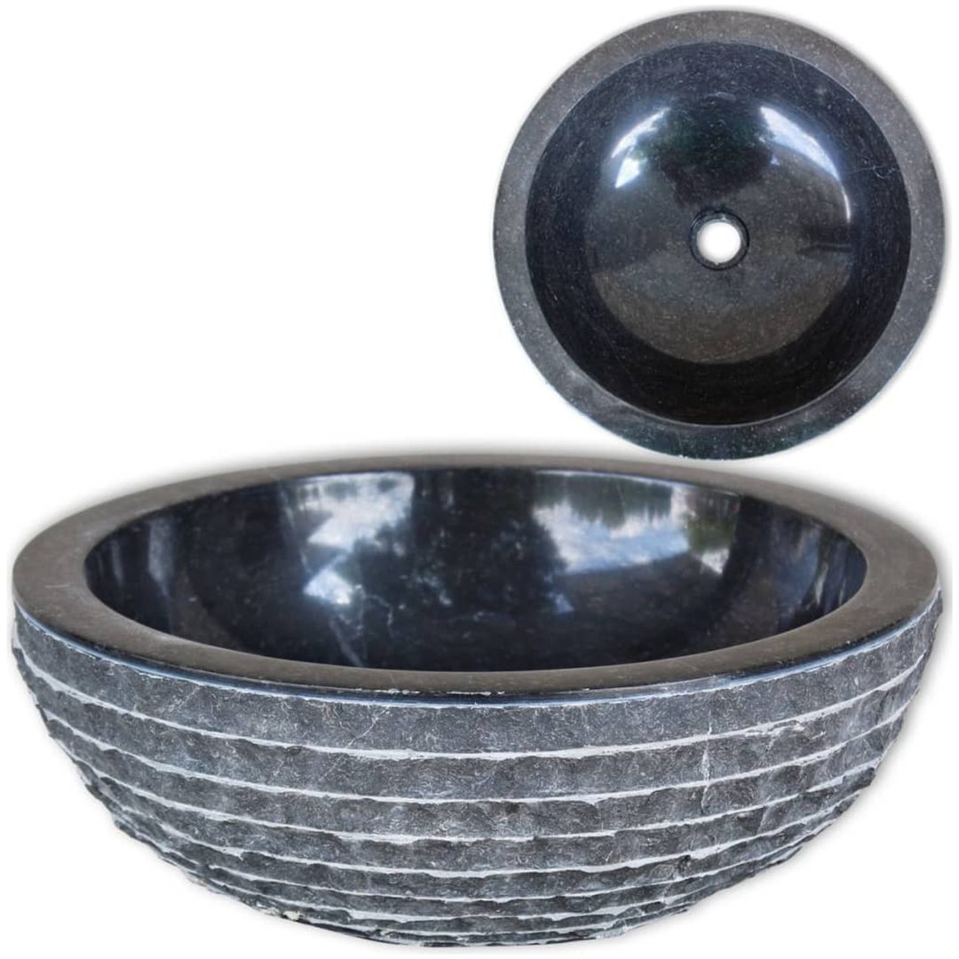 Handfat 40 cm marmor svart vidaXL