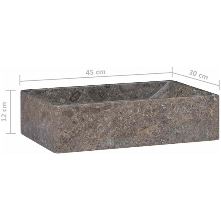 Handfat 45x30x12 cm marmor grå högglans vidaXL – bild 9