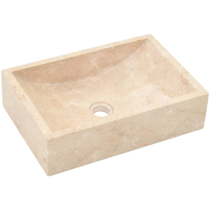 Handfat 45x30x12 cm marmor gräddvit högglans vidaXL – bild 2