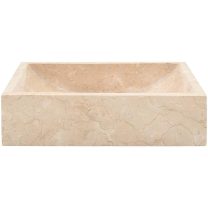 Handfat 45x30x12 cm marmor gräddvit högglans vidaXL – bild 3