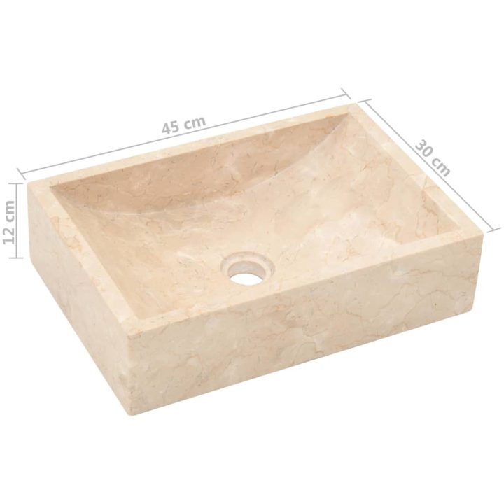 Handfat 45x30x12 cm marmor gräddvit högglans vidaXL – bild 8