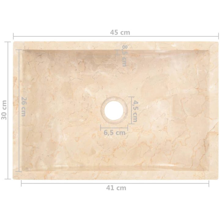 Handfat 45x30x12 cm marmor gräddvit högglans vidaXL – bild 9