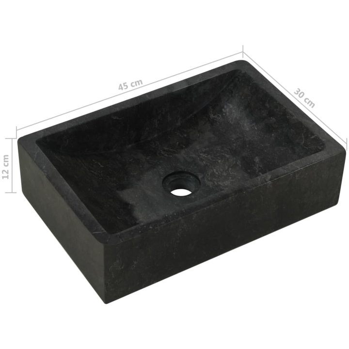 Handfat 45x30x12 cm marmor svart högglans vidaXL – bild 8