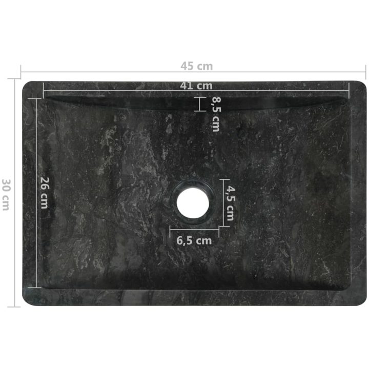 Handfat 45x30x12 cm marmor svart högglans vidaXL – bild 9