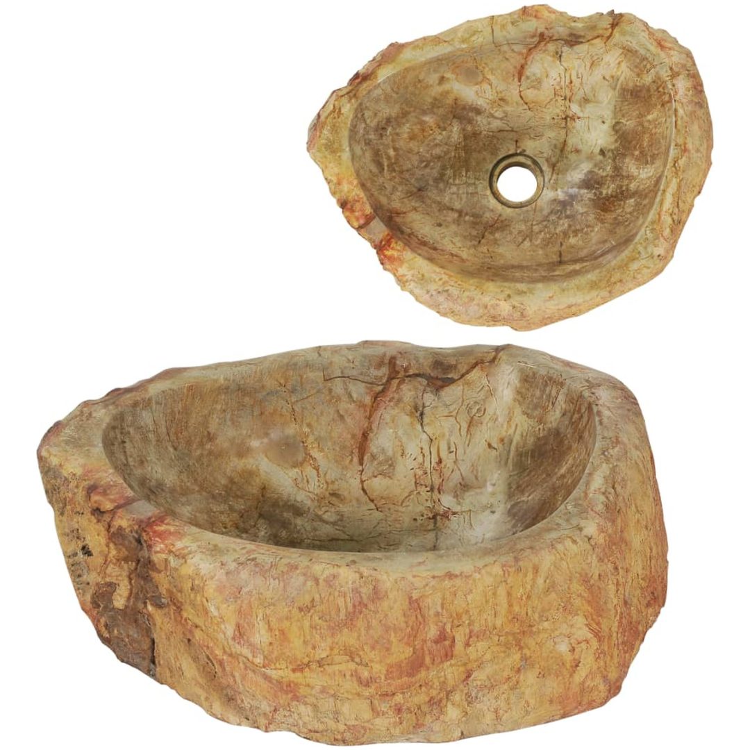 Handfat 45x35x15 cm fossilsten gräddvit vidaXL