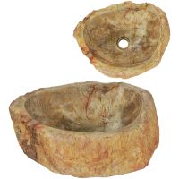 Handfat 45x35x15 cm fossilsten gräddvit vidaXL