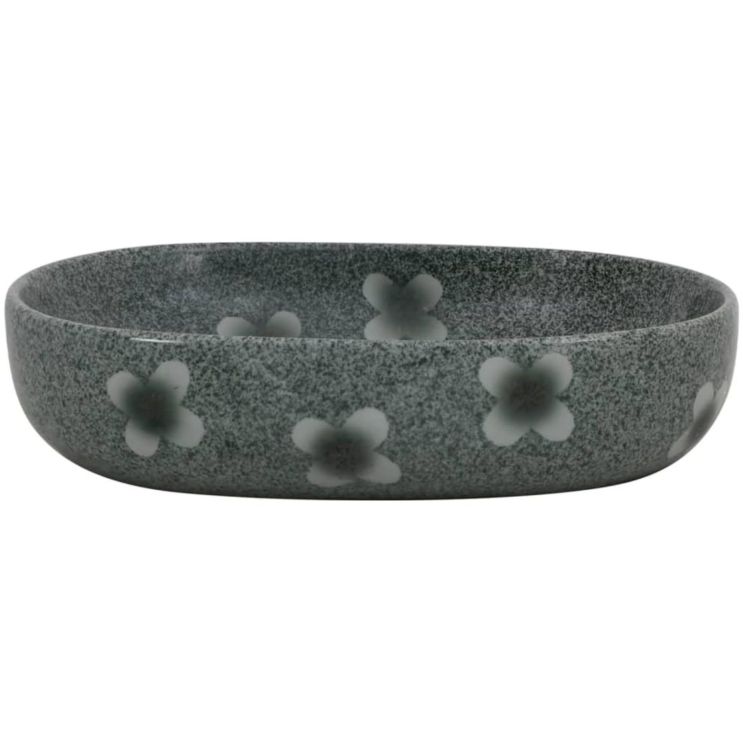Handfat blå oval keramik vidaXL 59 x 40 x 14 cm – bild 3