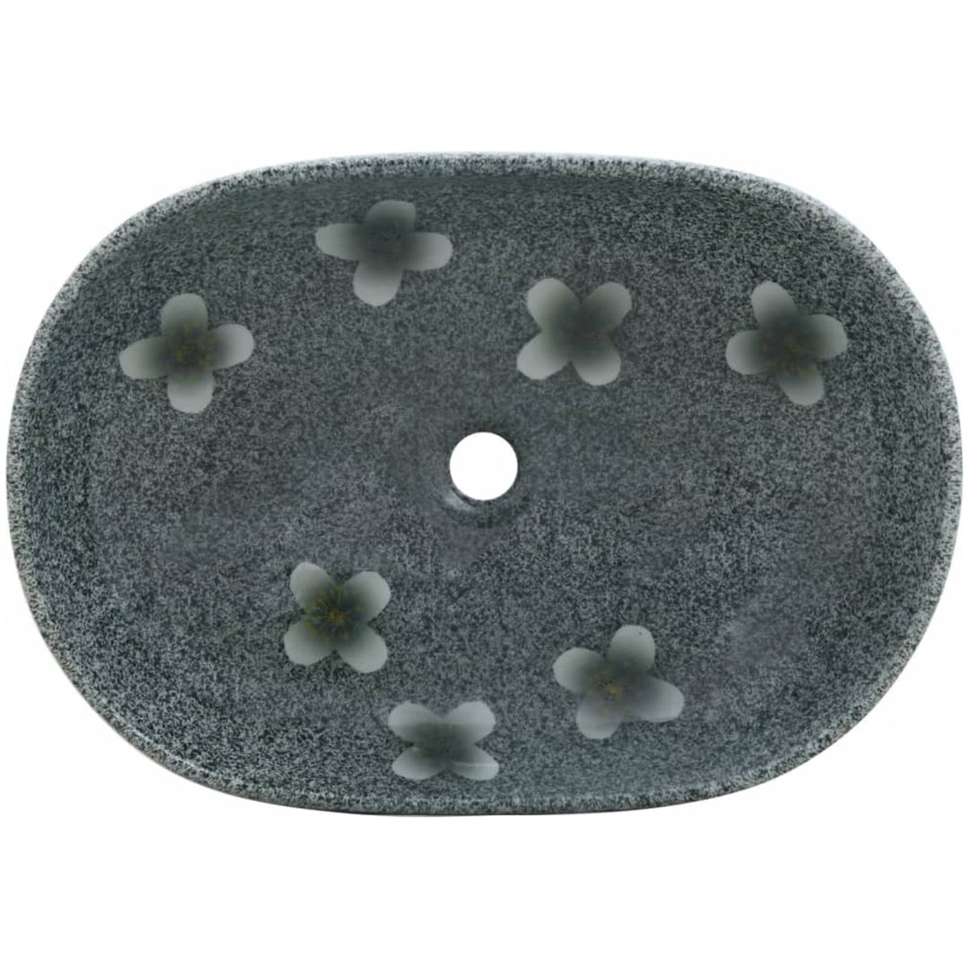 Handfat blå oval keramik vidaXL 59 x 40 x 14 cm – bild 6